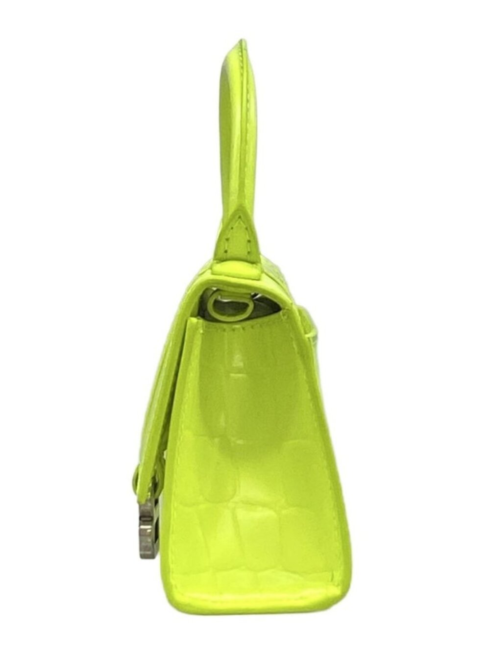 BALENCIAGA Hour Glass 637372 Yellow Green Leather Handbag - Picture 2 of 15